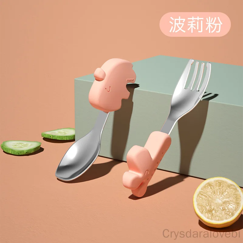 Baby Food Japan - 1setElephant قصيرة شوكة قاعدة الملاعق تدريب