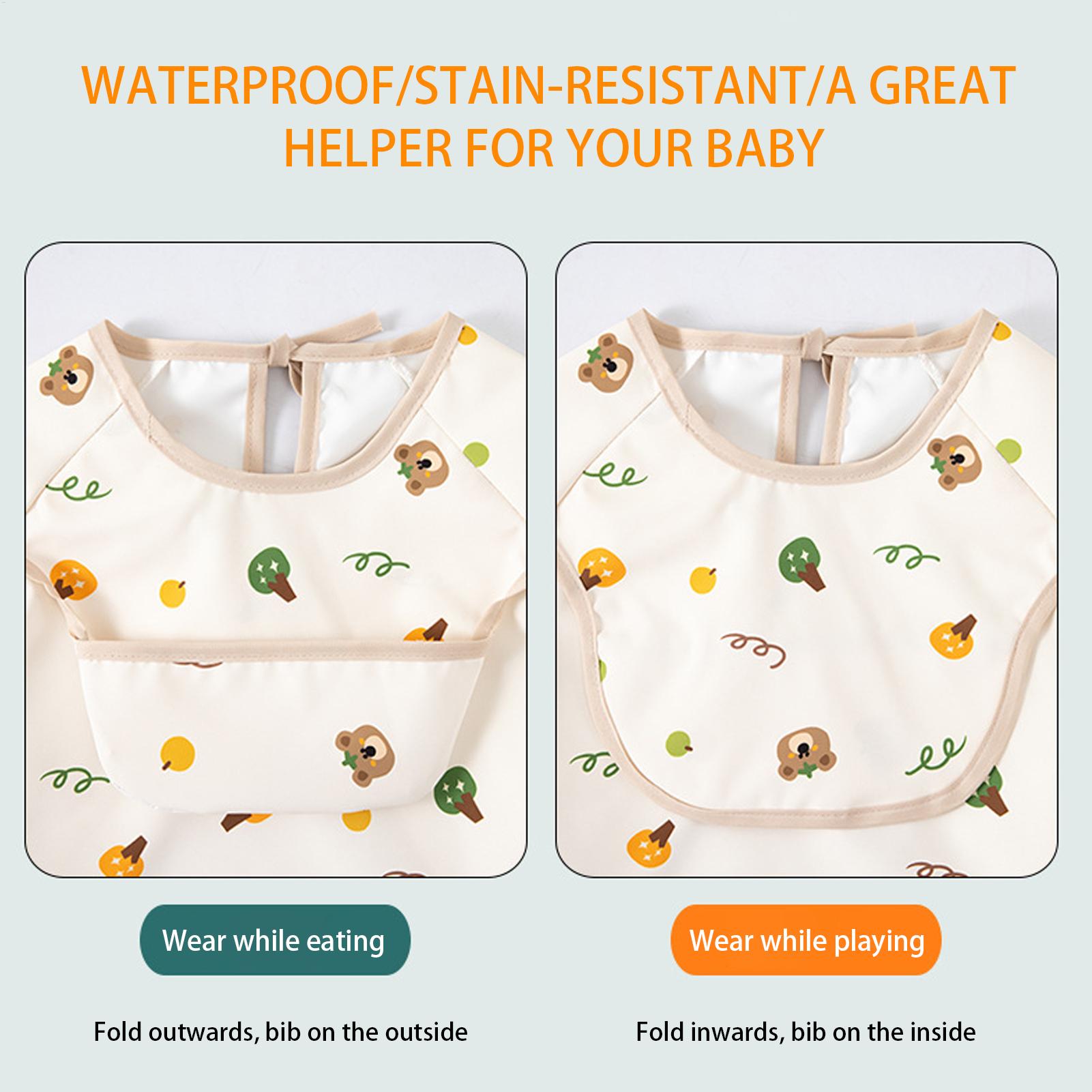 Baby Food Restaurant - مريلة أطفال ناعمة قابلة للتعديل بجيب